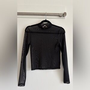 Abercrombie Elegant Black Sheer Mesh Top